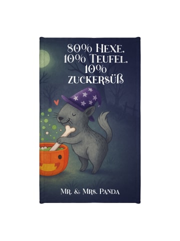 Mr. & Mrs. Panda Handtuch Kater Hexenkessel Design mit Spruch in Weiß