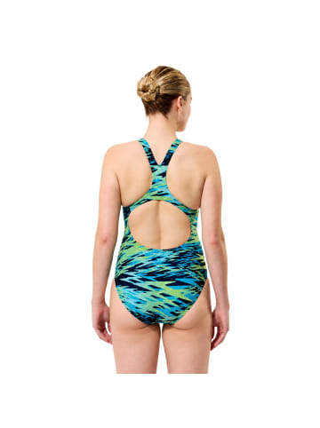 Speedo Hyperboom Print Medalist Badeanzug in grün