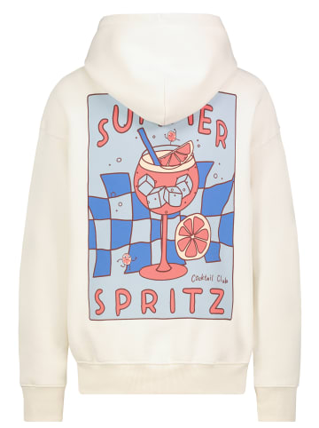 Sublevel Hoodie mit Sommer Themen Motiv, Kängurutasche in Weiß-3