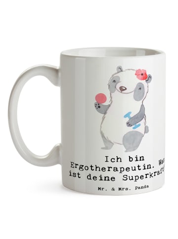 Mr. & Mrs. Panda Kaffeebecher Super Ergotherapeutin mit Spruch in Weiß