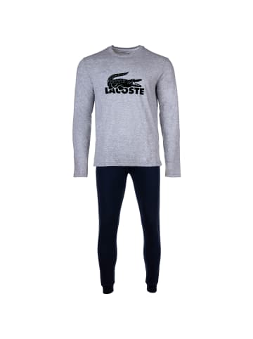 Lacoste Pyjama in Grau/Dunkelblau