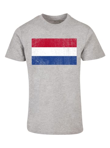 F4NT4STIC T-Shirt Niederlande Holland Flagge distressed in grau meliert