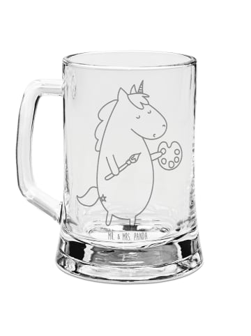 Mr. & Mrs. Panda Gravur Bierkrug Einhorn Künstler ohne Spruch in Transparent