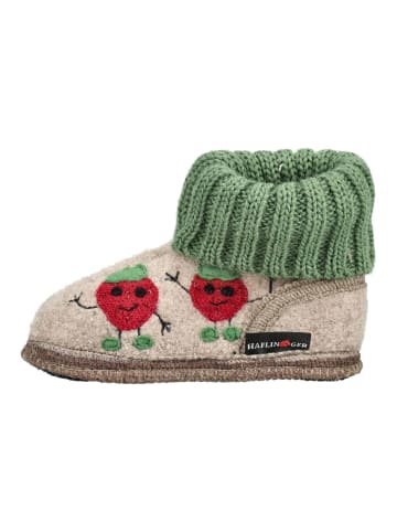 HAFLINGER Hausschuhe HÜTTENSCHUH ERDBEERE in Beige/Grün
