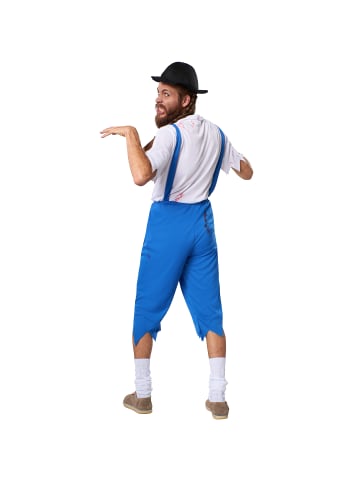 tectake Knielange Hose und Latz mit Stickereien, blau/weiß