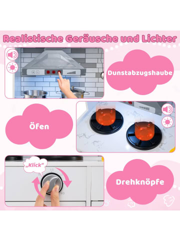 COSTWAY Kinderküche inkl. 22 Zubehörteilen in Rosa