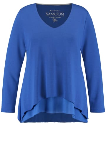 SAMOON T-Shirt Langarm Rundhals in True Blue