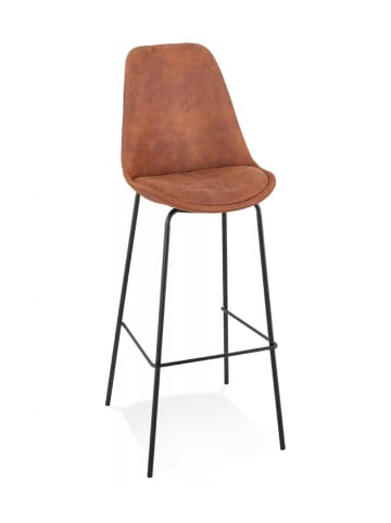 KADIMA DESIGN Barhocker Sitz 75 cm Metall Mikrofaser | Bar Stuhl gepolstert in Braun