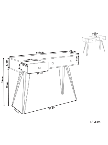 Beliani Konsolentisch MALSALA in Braun/Schwarz - (W) 110 x (H) 79 x (L) 39 cm