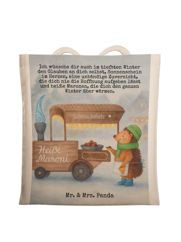Mr. & Mrs. Panda Tragetasche Igel Maronen Design mit Spruch in Weiß