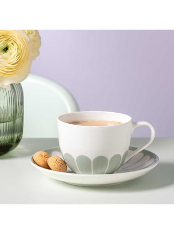 Villeroy & Boch 6er Set Kaffeetassen mit Untertassen Fleur Couleur 160 ml in Vert