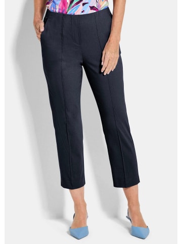 GOLDNER Kurzgröße:  Elegante 7/8-Hose mit Biesen in marine