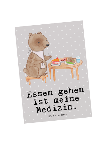 Mr. & Mrs. Panda Postkarte Bär Essen gehen mit Spruch in Grau Pastell