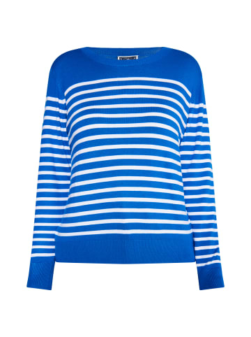 DreiMaster Damen Strickpullover in Königsblau Weiss