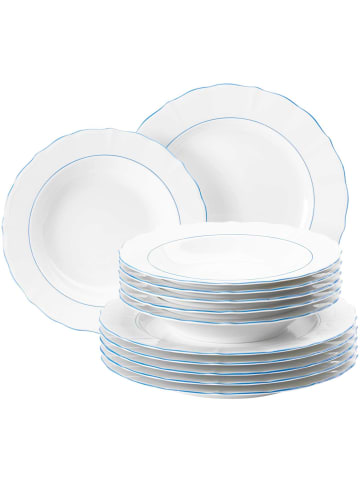 Seltmann Weiden 12er Set Tafelservice Sonate Blue Lines in weiß-blau