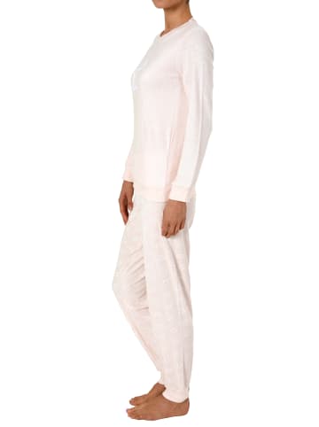 NORMANN Frottee Pyjama langarm Schlafanzug Bündchen und Sterne - 50163 in rose