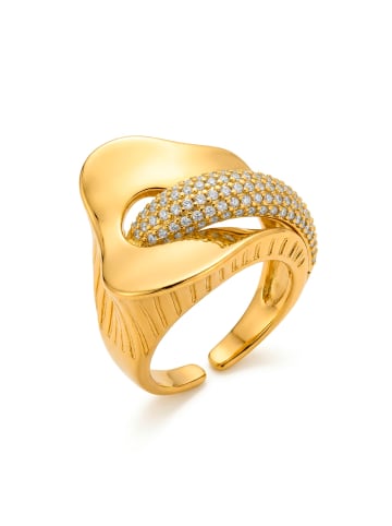 Luxenter Luxenter ring with sparkling zirconia and an 18-carat yellow gold finish - Lefri