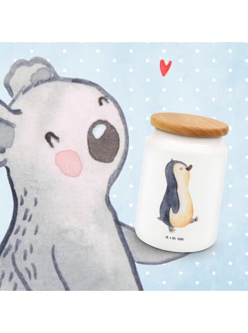 Mr. & Mrs. Panda Frischhaltedose Pinguin mHerzieren ohne Spruch in Weiß