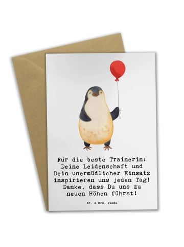 Mr. & Mrs. Panda Grußkarte Turnen Trainerin mit Spruch in Weiß