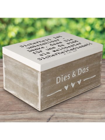 Mr. & Mrs. Panda Holztruhe Spruch Weltbester Sicherheitsdienst m... in Weiß