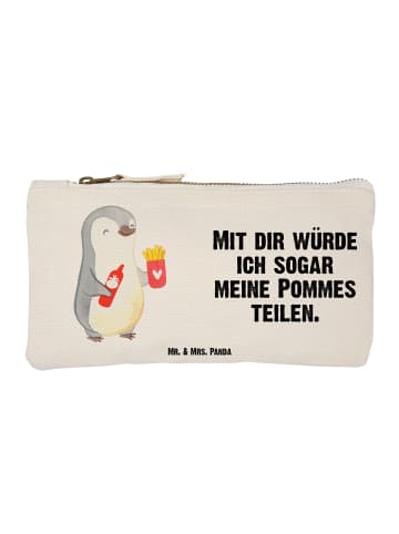 Mr. & Mrs. Panda Kosmetiktasche Pinguin Pommes mit Spruch in Weiß