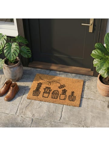 relaxdays Fußmatte "Pflanzen" in Natur - 60 x 40 cm
