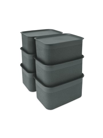 relaxdays 6 x Aufbewahrungsbox in Grau – 5 L