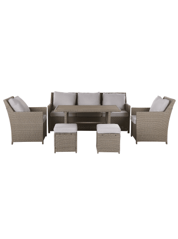 Beliani 6-tlg Lounge Set FONTI in /Grau/Beige