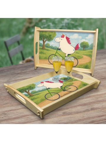 Mr. & Mrs. Panda Servier Tablett Einhorn Radfahrer Design ohne S... in Weiß