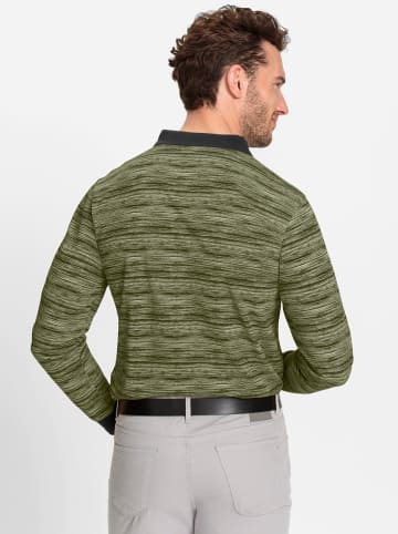 hajo Langarm-Poloshirt in oliv-meliert