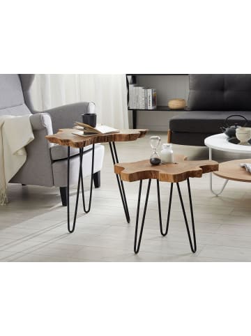 Beliani 2er-Set Couchtisch CAMROSE in Dunkler Holzfarbton/Schwarz