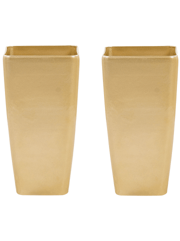 Beliani 2-tlg Outdoor Blumentopf MODI in Gold