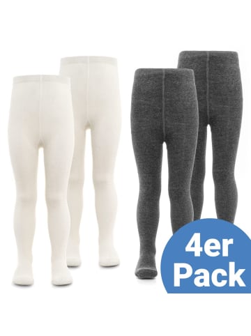 LaLoona Strumpfhose 4er Pack - Natur Anthrazit-Melange - in weiss,grau