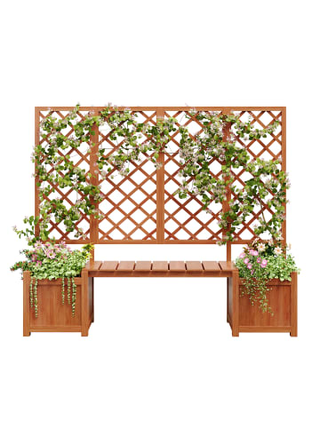 ABRIHOME Pflanzkübel in Braun Tanne mit Spalier Sitz und Rankhilfe