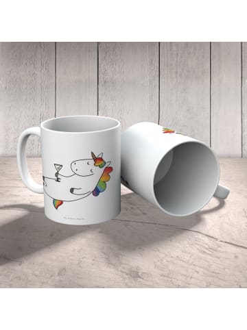 Mr. & Mrs. Panda Kaffeetasse Einhorn Blümchentail ohne Spruch in Weiß