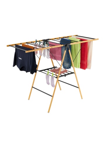 relaxdays Wäscheständer in Natur/ Schwarz - (B)148 x (H)100 x (T)56 cm