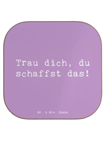Mr. & Mrs. Panda Holzuntersetzer Spruch Angst überwinden mit Spruch in Lavendeltraum