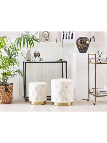 Beliani 2er-Set Pouf PUEBLO in Weiß/Gold