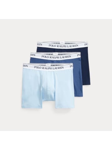 POLO RALPH LAUREN Stretch Cotton Boxer 3-Pack in Hellblau/mittelblau/navy