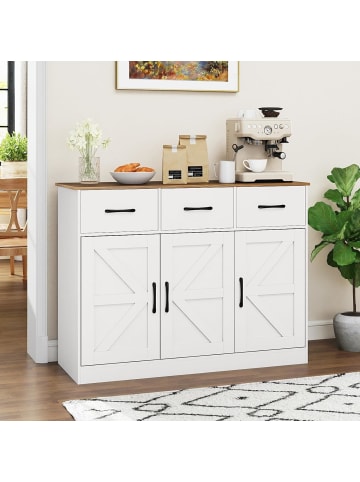COSTWAY Sideboard Küchenschrank mit 3 Schubladen in Weiß