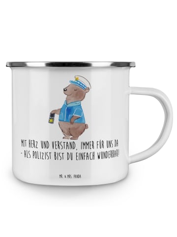 Mr. & Mrs. Panda Emaille Tasse Polizist Wunderbar mit Spruch in Weiß