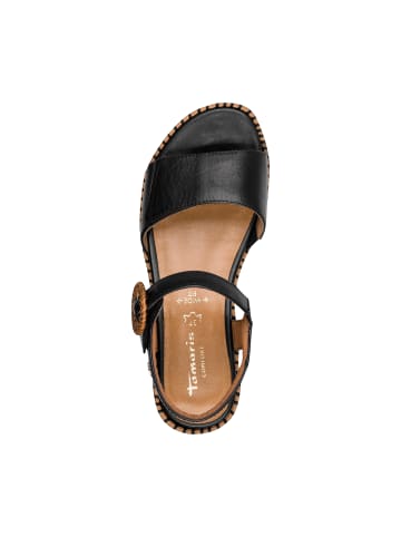 Tamaris Ledersandalen Keilabsatz Comfort Schwarz