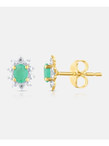 Diamant L'éternel Ohrstecker, mit Smaragd, 375 Gelbgold