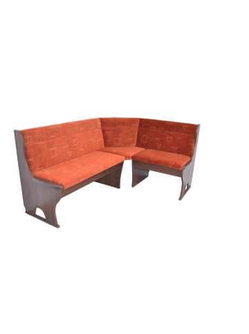 möbel-direkt Eckbank 125x165 cm Truheneckbank in Nussbaum-Nachbildung/rot