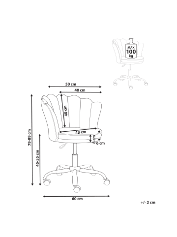 Beliani Bürostuhl MONTICELLO in Schwarz/Gold - (W) 60 x (H) 79 x (L) 60 cm