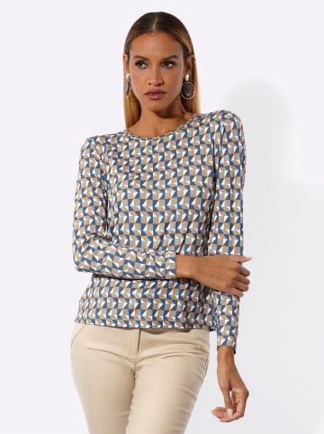 creation L Druck-Shirt in camel-bleu-bedruckt