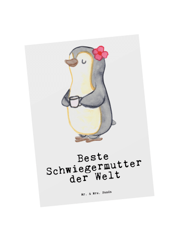 Mr. & Mrs. Panda Ansichtskarte Pinguin Beste Schwiegermutter der... in Weiß