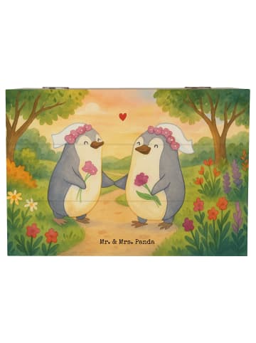 Mr. & Mrs. Panda Erinnerungskiste Pinguine Lesbian Pride Design ... in Weiß