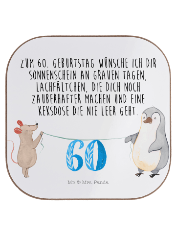Mr. & Mrs. Panda Getränkeuntersetzer 60. Geburtstag Maus Pinguin... in Weiß