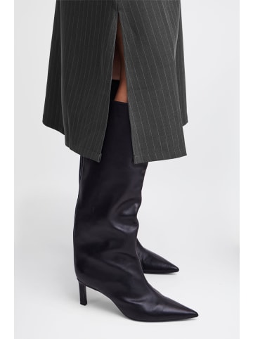 b. young BYMMMIDDE LONG SKIRT - loose fit in Dark Grey Mel. Pinstripe Mix